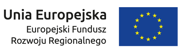 Europejski Fundusz Rozwoju Regionalnego Logotyp: z lewej strony napis Unia Europejska oraz Europejski Fundusz Rozwoju Regionalnego, po prawej stronie na granatowym tle 12 żółtych gwiazdek tworzących okrąg - flaga Unii Europejskiej.