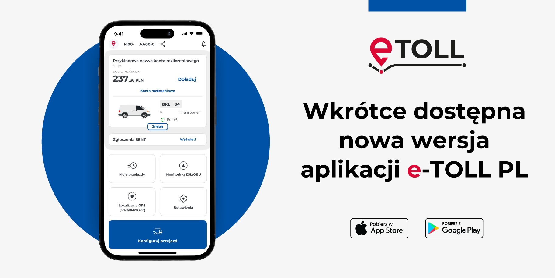 Infografika aplikacji e-TOLL w wersji PL